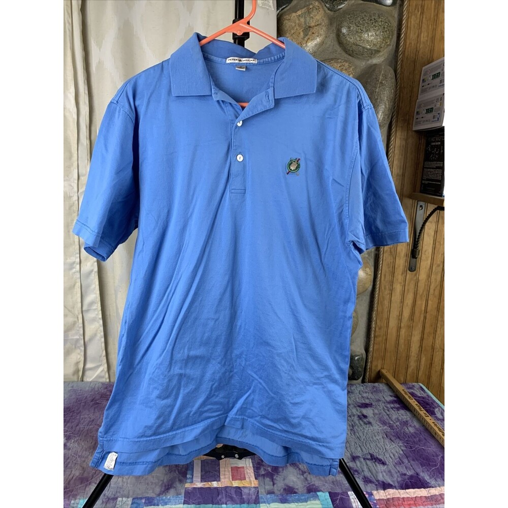 Peter Millar Mens Medium Blue Polo Shirt REDSTICK Golf RED STICK Embroidered